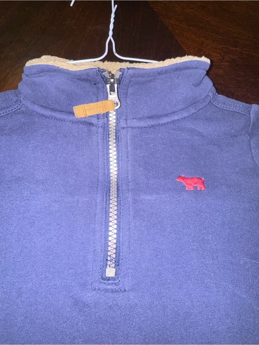 Carter's Navy Half-Zip Puffer with Red Bear Accent